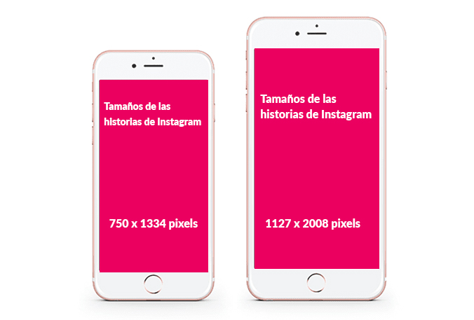 tamaño de las historias de instagram en 2 dispositivos